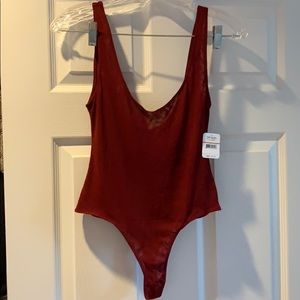 Free people Sheer Merlot body suit